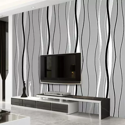 £9.94 • Buy 3D Damask Sliver Wave Wallpaper Roll Home Decor Silver Grey Wall Paper Rolls