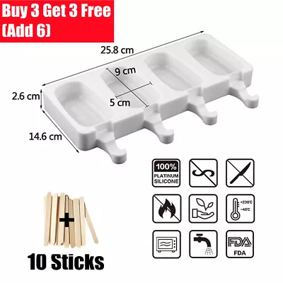 Silicone Ice Cream Mould Popsicle Lolly Frozen Dessert Maker Cakesicles Tray 4 • £4.88