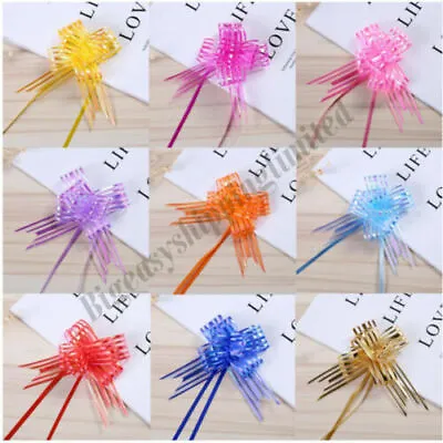 £3.99 • Buy 50 LARGE 30mm Ribbon Bow Assorted Color Easy Pull Flower Ribbon Party Decoration