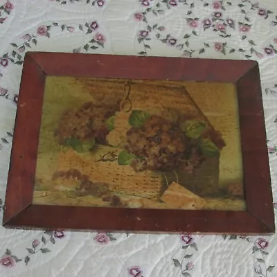 Antique Victorian Veneer Picture Frame  Basket Of Violets After Paul De Longpre • $79.99