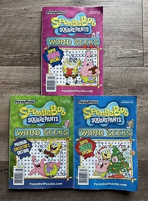 Lot Of 3 SPONGEBOB SQUAREPANTS SUPER JUMBO Word Seek Puzzles Books Penny Press • $20.66