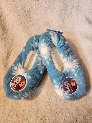 NWT Disney Frozen Blue Fleece Anna & Elise Slippers Girl Shoe Size 13-4 M/L • $16.99