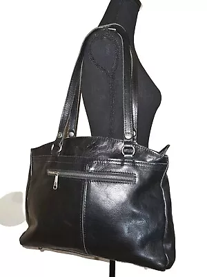 Patricia Nash Poppy Tote Shoulder Handbag Women’s Black Genuine Leather Zip Bag • $52.99