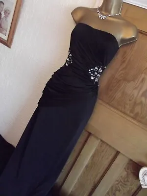 Jane Norman Vintage Long Dress  ❤️ Ball Gown Black Silky Dress Size 12 14 Maxi • £35