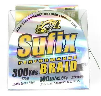 Sufix High Performance Braid 100lb 300yds Lo-Vis Green Fishing Line Super Strong • $25.99