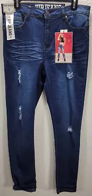 VIP Womens Sculpting Stretch Distressed Skinny Jeans Size 15 Blue New • $13.99