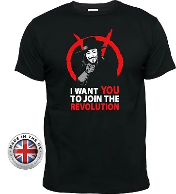 V For Vendetta Anonymous Anti-political Anti-government I WANT YOU Black T-shirt • $16.80