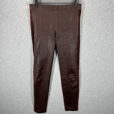 Vince Women’s Leather Legging Pants Front Suede Chocolate Merlot Brown Sz Medium • $78.51