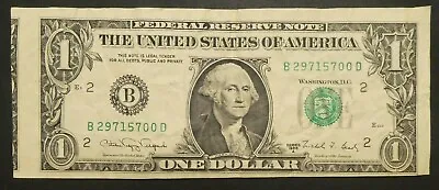 1988 $1 Federal Reserve Note ERROR MISALIGNED MAJOR SHIFT • $269
