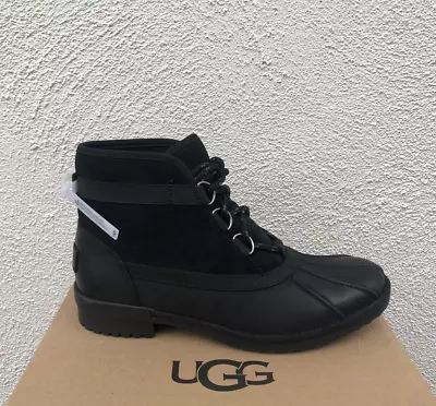 Ugg Greda Black Leather/ Wool Waterproof Duck Boots Women Us 8/ Eur 39 ~new • $109.95