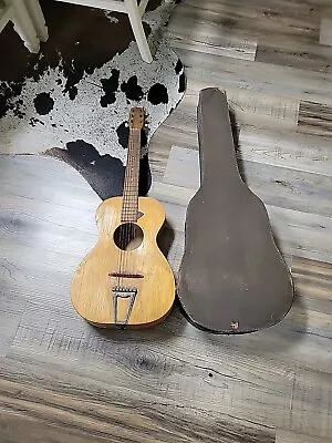 Vintage '30s/'40s CHIPBOARD TRAP DOOR W/o Cover Parlor Guitar CASE W/guitar • $179.99