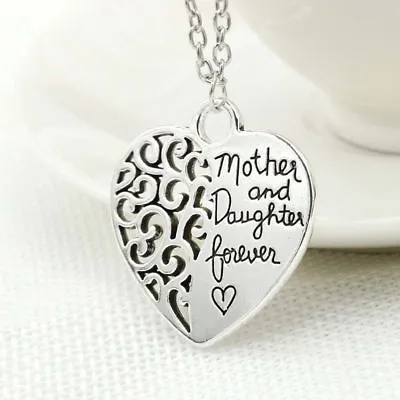 925 Sterling Silver Heart Mother Daughter Love Forever Fashion Pendant Necklace • $15.74