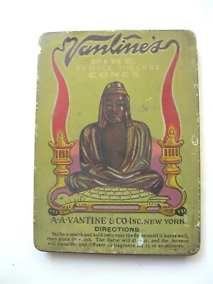 Vintage 1920's VANTINE'S TEMPLE INCENSE: Pine Cones Buddha Tin No Incense • $15