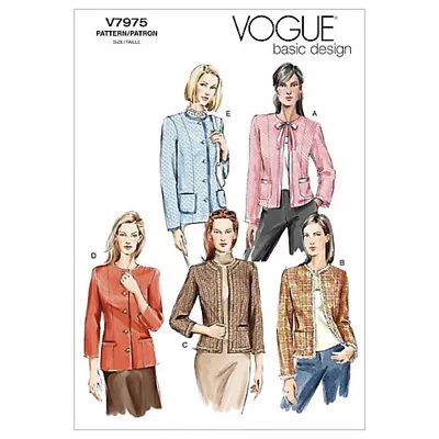 Vogue Ladies Easy Sewing Pattern 7975 Lined Fitted Jackets (Vogue-7975-M) • £19.49