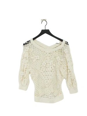 £32.25 • Buy Ted Baker Women's Jumper M Cream Cotton With Linen V-Neck Pullover