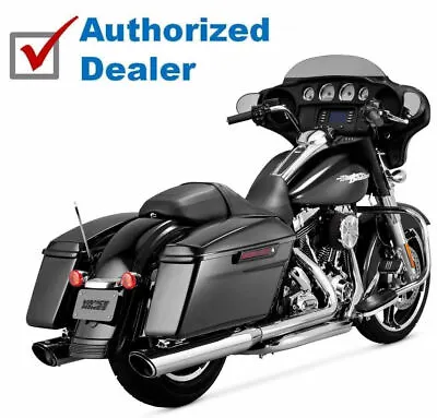 Vance & Hines 4  Chrome Twin Slash Rounds Slip-On Mufflers Harley Touring 95-16 • $499.99