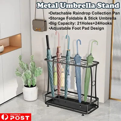$49.99 • Buy Metal Umbrella Stand Holder 21 Holes 24 Hooks Folding & Stick Umbrella Storage
