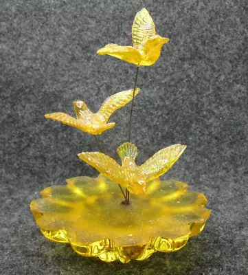 Lucite Kinectic Yellow / Orange Bird Retro Sculpture Vintage • $19.95