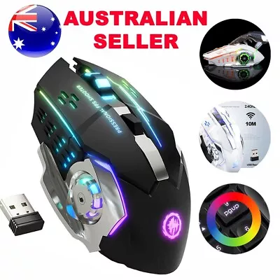 Gaming Ergonomic 2.4G Wireless Rechargeable Mouse Desktop PC Laptop AU • $18.99