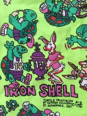 36 X 44 Inch Turtle Rabbit Triathlon Print Fabric Cotton Running Turtles Green • £5.70