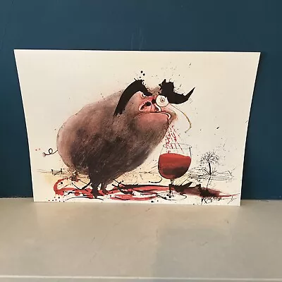 Ralph Steadman Vintage 90's Oddbins Wine Original Print. BULL • £49