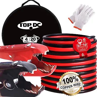 TOPDC 100% Copper Jumper Cables 4 Gauge 20 Feet Heavy Duty Booster Cables With X • $67.11