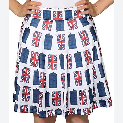 Dr Who Universe Tardis Union Jack London Skater Skirt Size S Phone Booth • £19.30