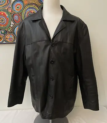 Torus Soft Leather Jacket - Men's Black Long Sleeved Collared Front Buttons - Xl • $31.57