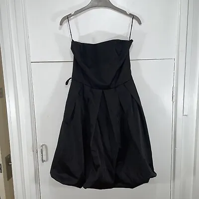 Zara Basic Dress Black Pleated Strapless Puffball Size Medium • £18.99