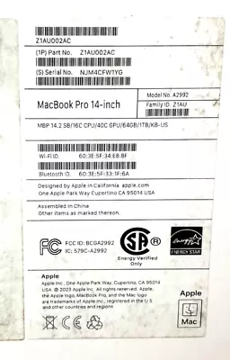 Apple MacBook Pro M3Max-16core 64GB 1TB 40core 14.2R Space Black Z1AU002AC 2023 • $3549.99