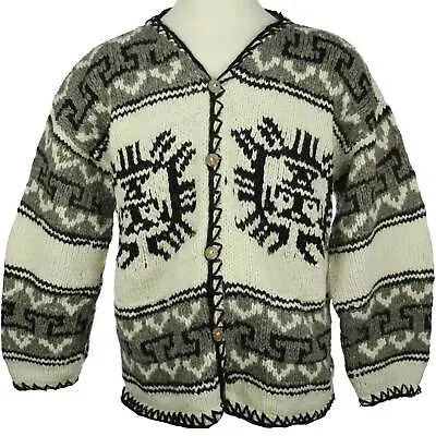 70s Vintage Rey Wear Wool Cardigan Sweater Cowichan Southwestern Lebowski XXL • $217.85