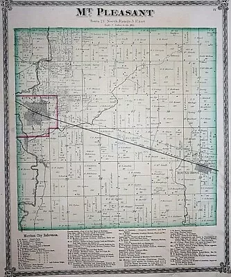 Old 1872 Plat Map ~ Mt PLEASANT Twp. WHITESIDE Co. ILLINOIS + Local Scenes • $45.95