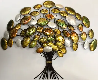 Contemporary Metal Wall Art Decor Sculpture Tree Bunch Mother Of Pearl • £56