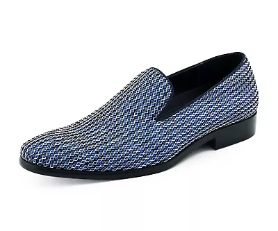 Amali Metallic Glitter Tuxedo Mens Designer Formal Fashion Slip On Loafers • $49.99