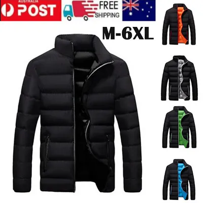 Men Winter Warm Down Jacket Quilted Puffer Padded Coat Zip-up Coat Windproof AU • $28.99