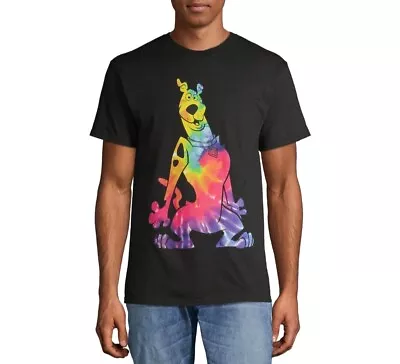 New Men's Scooby Doo Bioworld Rainbow Tie Dye Retro Black T-Shirt  Size L • $12.46