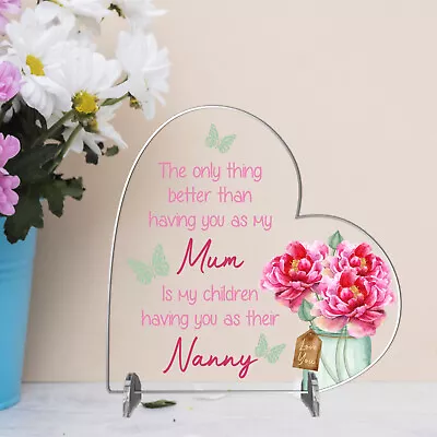 Mum/Nanny Keepsake - Acrylic Heart Plaque For Birthday & Mother's Day Gifts • £5.99