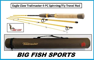 $85.99 • Buy EAGLE CLAW Trailmaster Travel/Pack 7' 6  Spinning/Fly Rod #TML76SF4 FREE US SHIP
