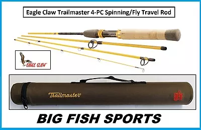 EAGLE CLAW Trailmaster Travel/Pack 7' 6  Spinning/Fly Rod #TML76SF4 FREE US SHIP • $85.99
