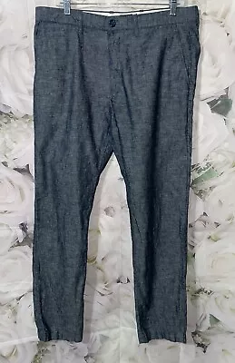 J Crew Factory The Sutton Linen Blend Dress Pants Size 35x34 Blue Formal Chino • $16