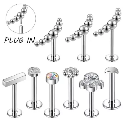 1Pc 16G Stainless Steel Labret Lip Piercing CZ Helix Conch Piercing Body Jewelry • $7.68