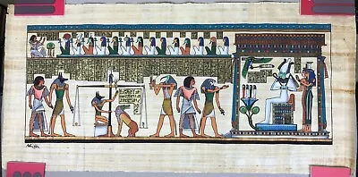 Egyptian Genuine Papyrus  Hand-Painted Hieroglyphs LARGE: 46  X 22.5 Poster Size • £39.91