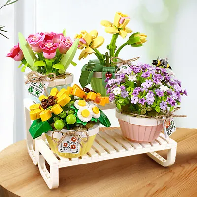 Flower Bouquet Plants Building Blocks Mini Bricks Artificial Creative Decoration • £18.99