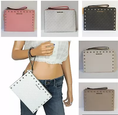 Michael Kors Jet Set Travel Xl Clutch Wristlet Pvc Leather Studded • $69.80