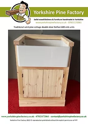 £327 • Buy Free Standing Solid Pine Double COTTAGE Door Belfast Sink Cabinet, SINK, WT, PL