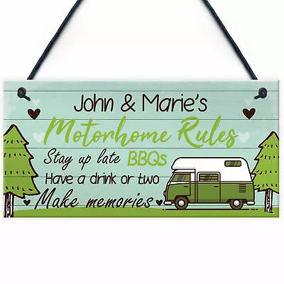 £5.99 • Buy PERSONALISED Motorhome Rules Sign Caravan Rules Sign Caravan Sign Novelty Gift