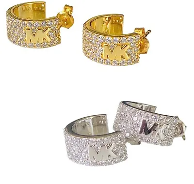 Auth New MICHAEL KORS Pave Huggie STERLING SILVER Earrings Gold Or Silver 925 • $66.50