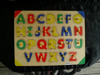 $5.95 • Buy Alphabet ABC's Peg Wooden Puzzle With Hidden Pictures Complete