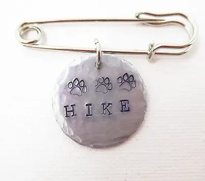 Hike - Paw Prints - Trail - Nature - Dog - Stamped Metal - Safety Pin - Brooch • $4.95