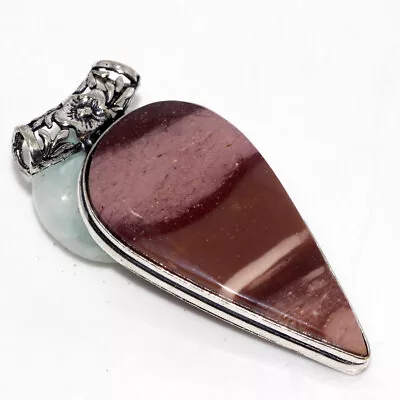 925 Silver Plated-Mookaite Ethnic Chunky Gemstone Pendant Jewelry 2.3  JW • $4.24